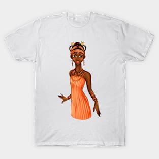 Black is Beautiful - Benin Afrocentric Melanin Girl in traditional outfit T-Shirt